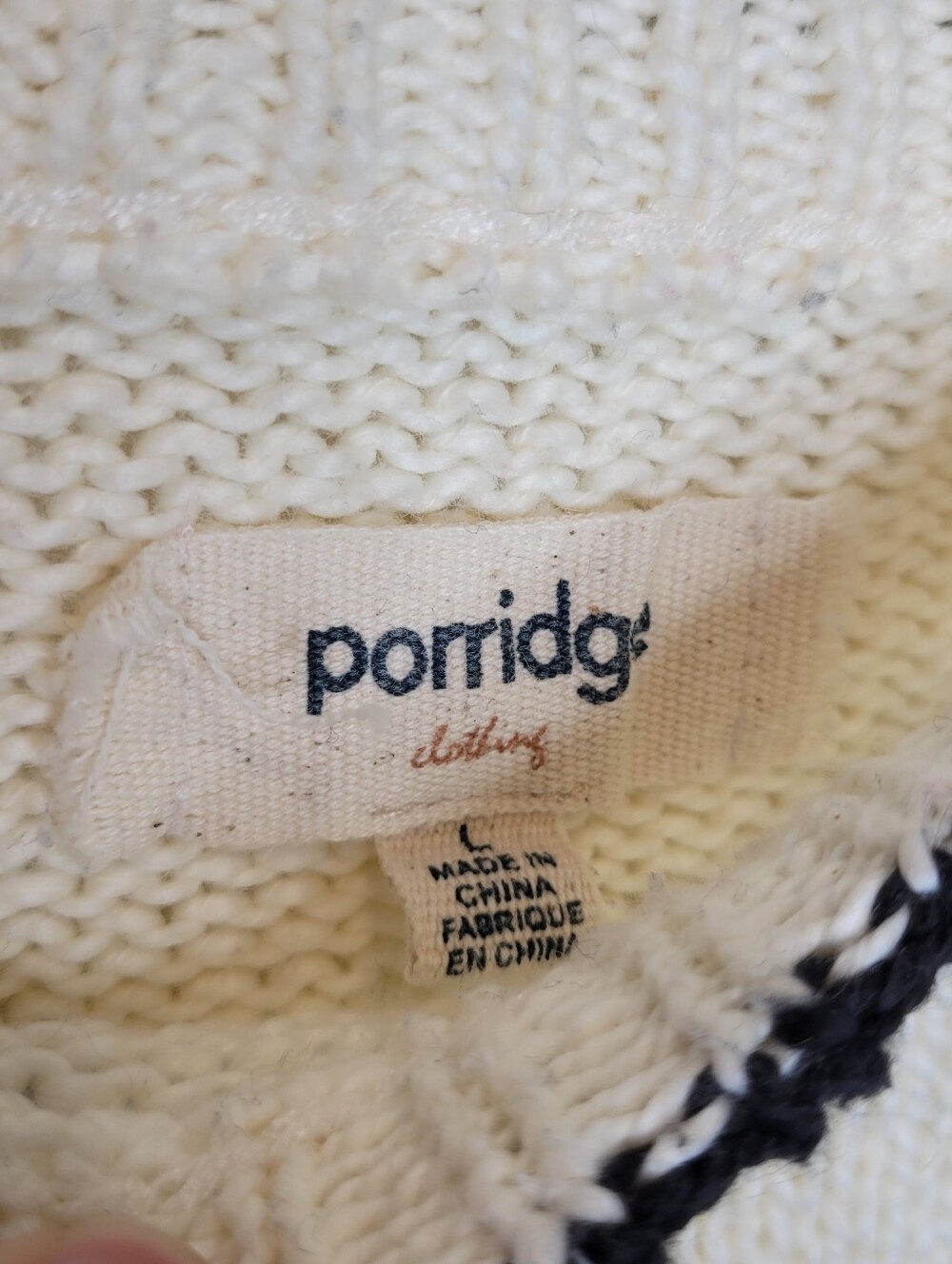 Anthropologie Porridge 95 Varsity Sweater L Cream Preppy - Picture 6 of 7